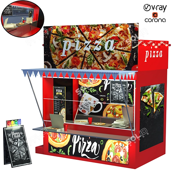 2015 Food Stand: Versatile, Compact, and Stylish 3D model image 1