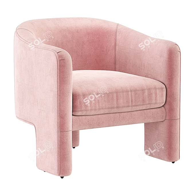 Fairfax Velvet Sculptural Chair 3D model image 1