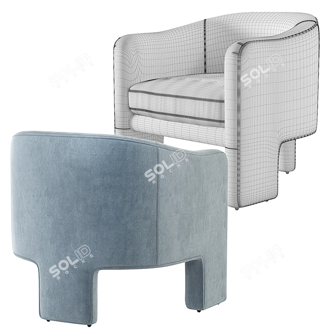 Fairfax Velvet Sculptural Chair 3D model image 6