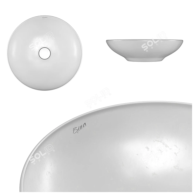 Harmony Porcelain Sink: 45x45x12cm 3D model image 2