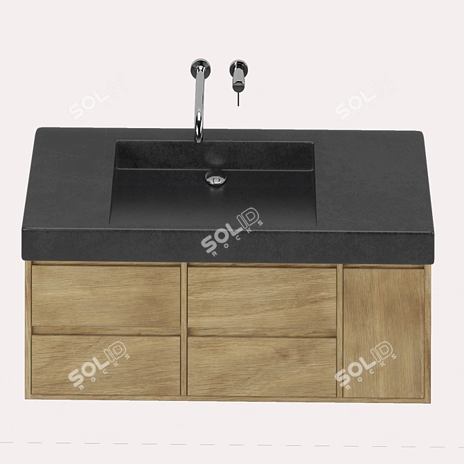 Sleek Corian Bathroom Sink 3D model image 3