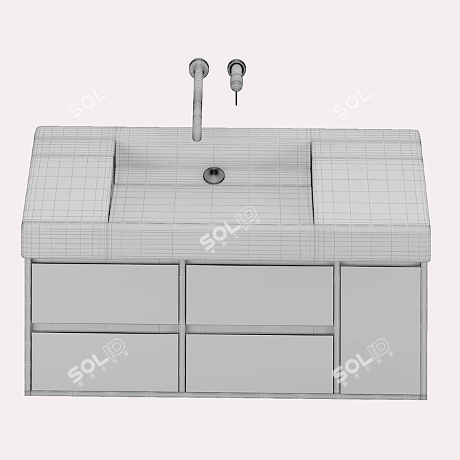 Sleek Corian Bathroom Sink 3D model image 4