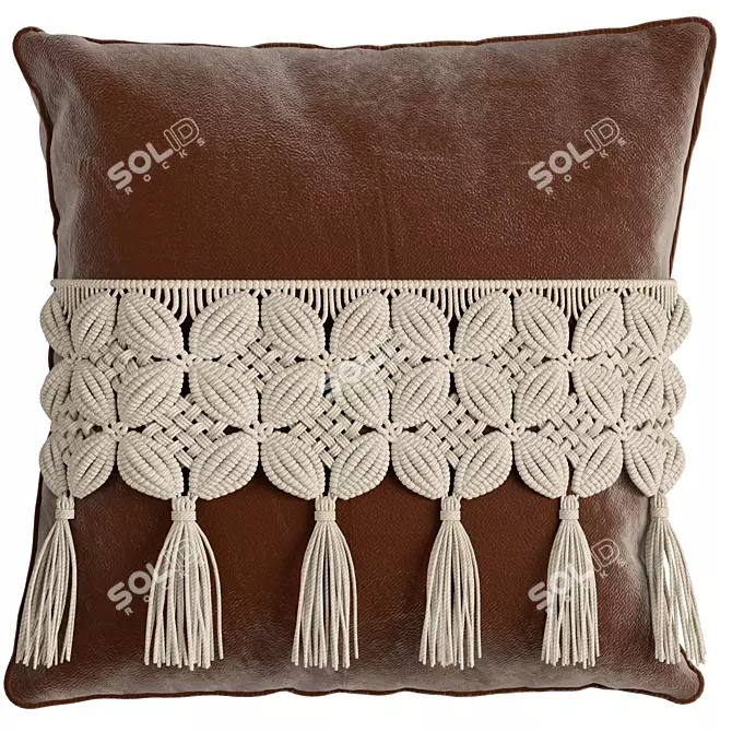 Boho Chic Macrame Pillow Set 3D model image 2