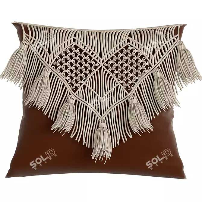 Boho Chic Macrame Pillow Set 3D model image 4