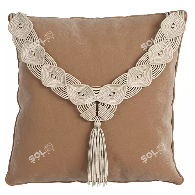 Boho Chic Macrame Pillow Set 3D model image 5