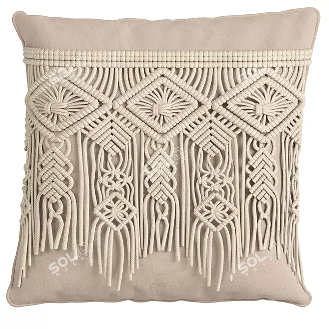 Boho Chic Macrame Pillow Set 3D model image 6