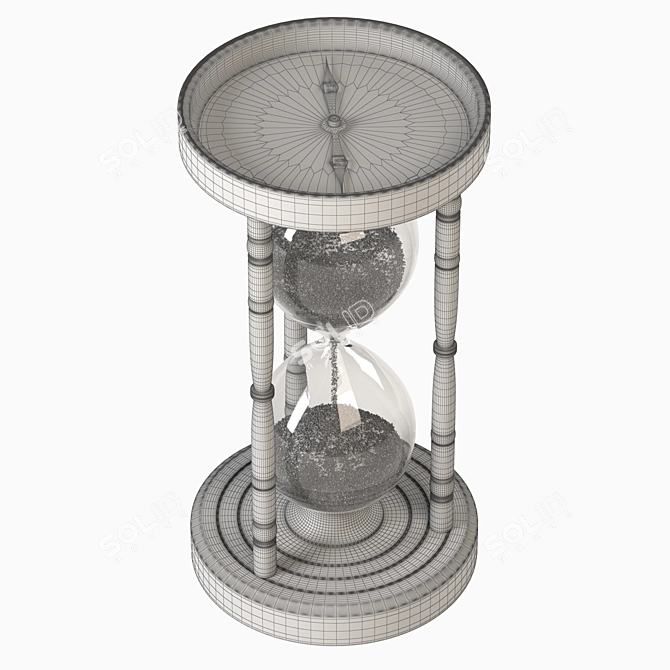 Vintage Brass Sand Timer with Compass 3D model image 3