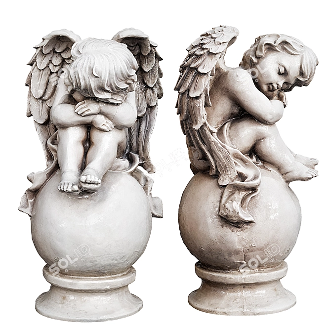 Heavenly Guardian: Divine Angel Sculpture 3D model image 2