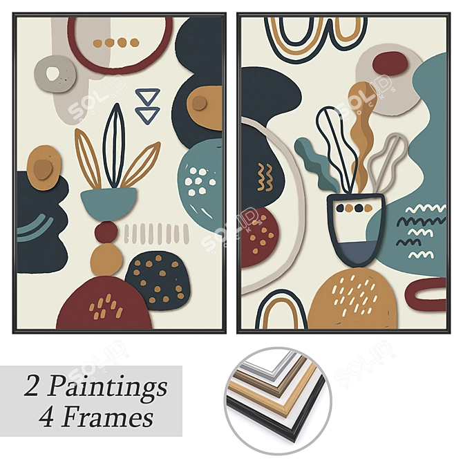 Masterful Paintings Set: With Multiple Frame Options 3D model image 1