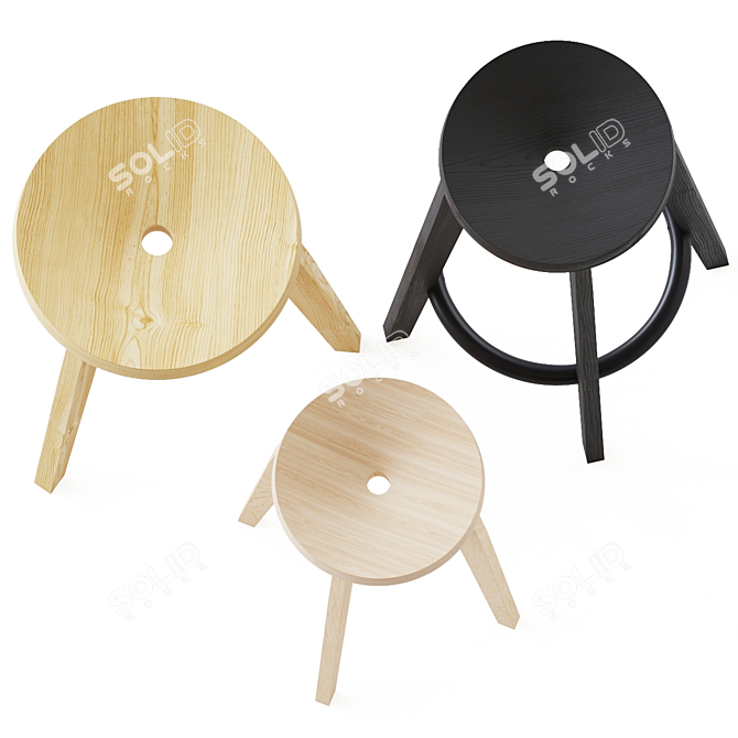 Ariake Dovetail Barstool Set 3D model image 2