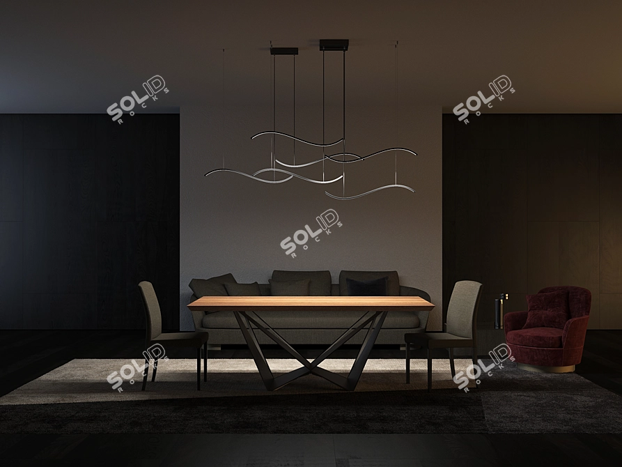 WaveLamp: Adjustable LED Pendant for Every Interior 3D model image 4