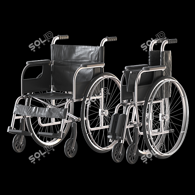 Versatile Hospital Wheelchair - Open & Folded 3D model image 2