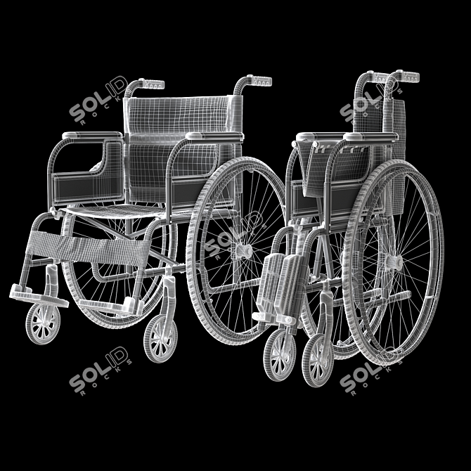 Versatile Hospital Wheelchair - Open & Folded 3D model image 6