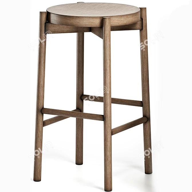 Modern Wooden Kotan Stool 3D model image 1