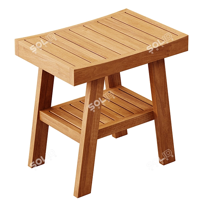 Zara Home Wooden Stool - Elegant and Versatile 3D model image 1