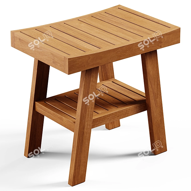 Zara Home Wooden Stool - Elegant and Versatile 3D model image 4