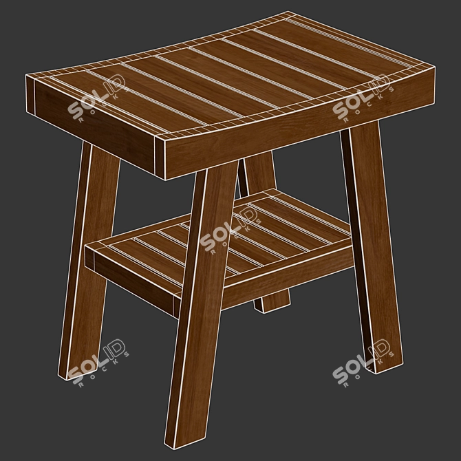 Zara Home Wooden Stool - Elegant and Versatile 3D model image 5