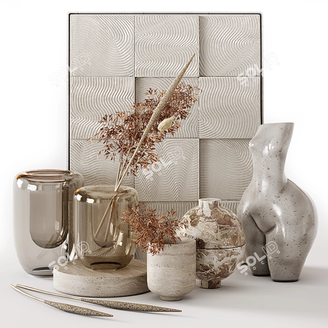 Elegant Decor Set: Panno, Vase & Table Decor 3D model image 1
