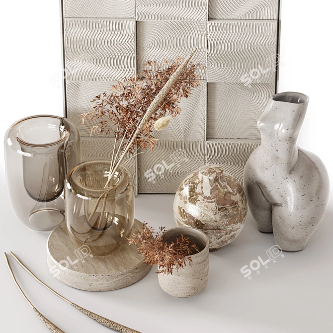 Elegant Decor Set: Panno, Vase & Table Decor 3D model image 2