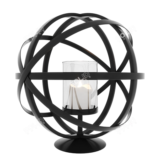 Elegant Noir Metal Sphere Photophore 3D model image 1