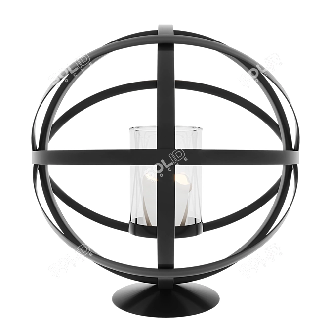 Elegant Noir Metal Sphere Photophore 3D model image 2