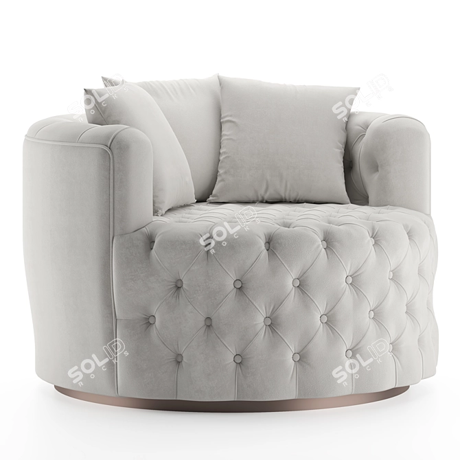 Retro Swivel Tufted Barrel Chair 3D model image 2