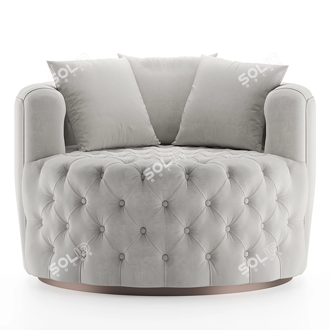 Retro Swivel Tufted Barrel Chair 3D model image 3