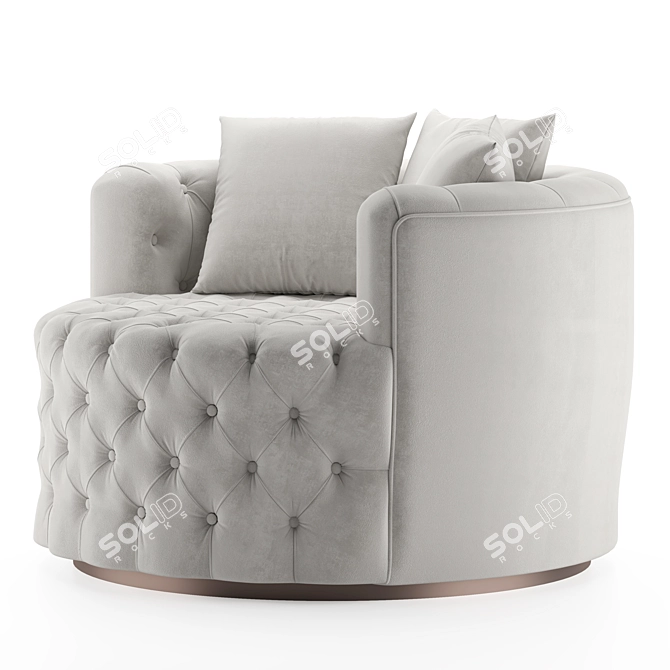 Retro Swivel Tufted Barrel Chair 3D model image 4