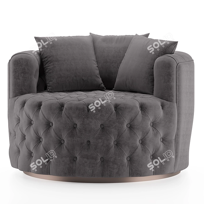 Retro Swivel Tufted Barrel Chair 3D model image 5