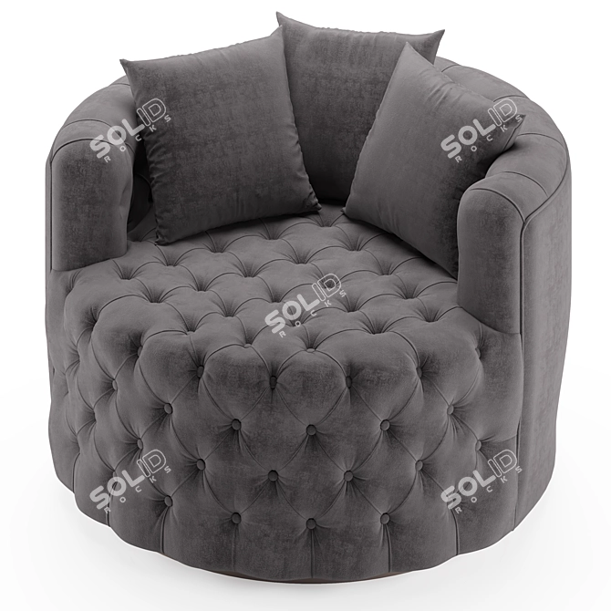Retro Swivel Tufted Barrel Chair 3D model image 6