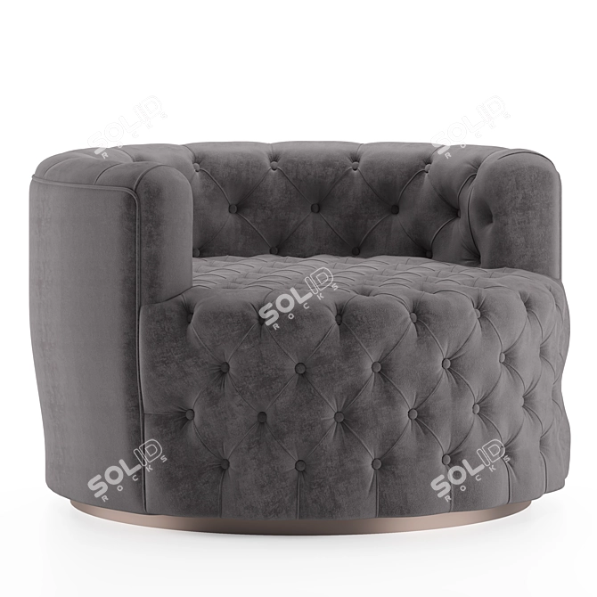 Retro Swivel Tufted Barrel Chair 3D model image 7