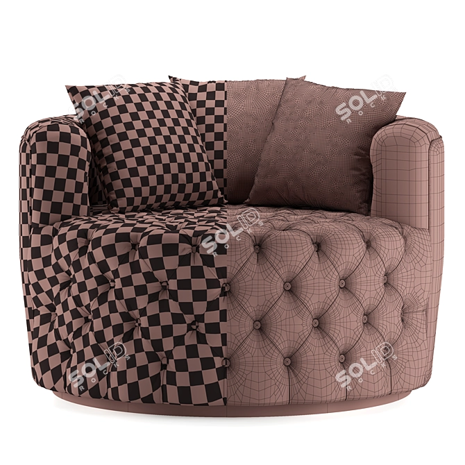 Retro Swivel Tufted Barrel Chair 3D model image 1