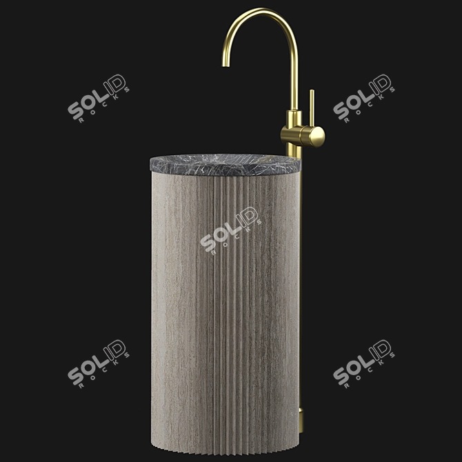 Elegant Stone Wash Basin 3D model image 1