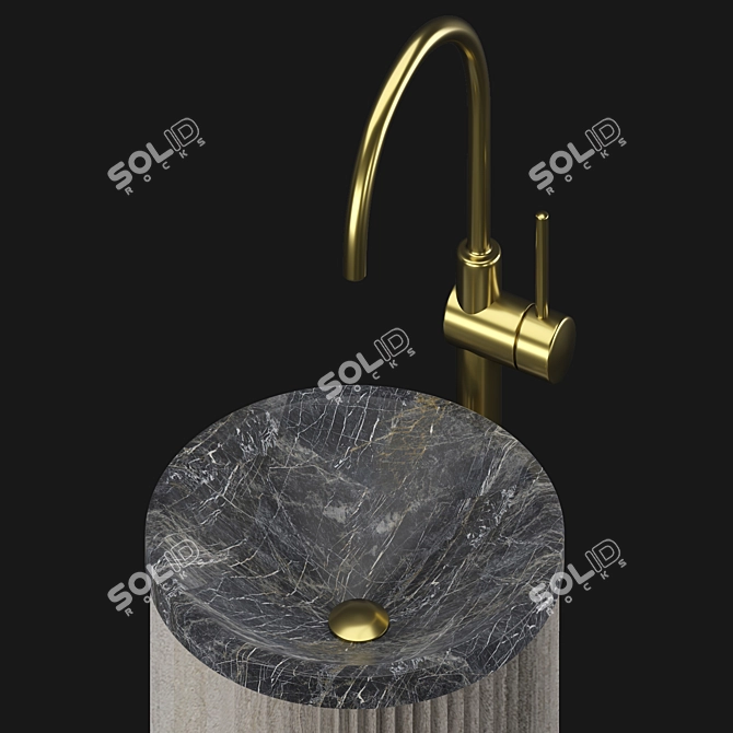 Elegant Stone Wash Basin 3D model image 2