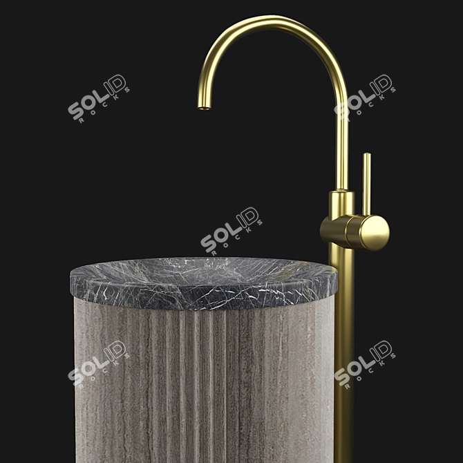 Elegant Stone Wash Basin 3D model image 3