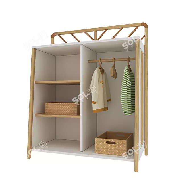 Montessori Wardrobe with Hanging Space 3D model image 1