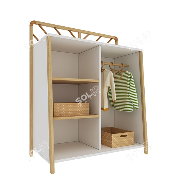 Montessori Wardrobe with Hanging Space 3D model image 2