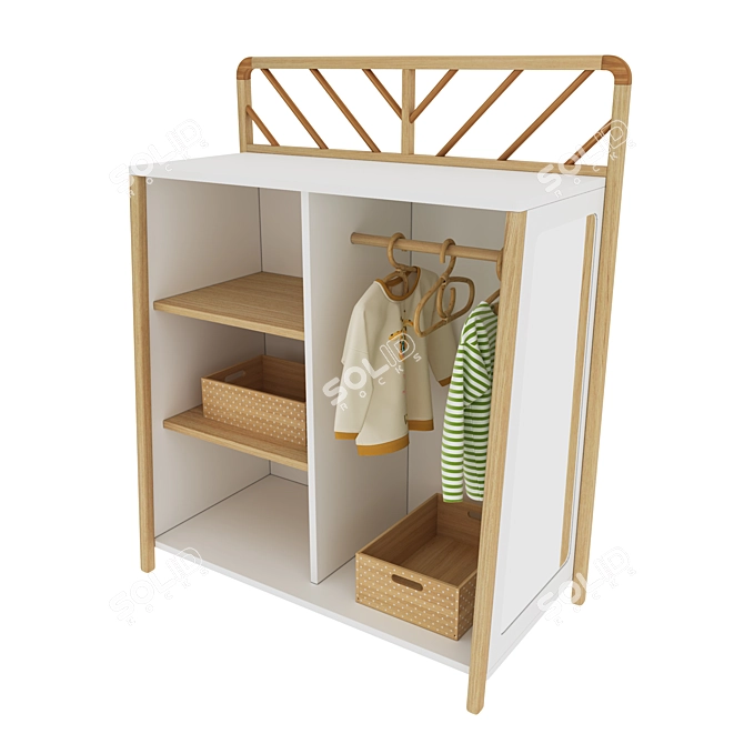 Montessori Wardrobe with Hanging Space 3D model image 3