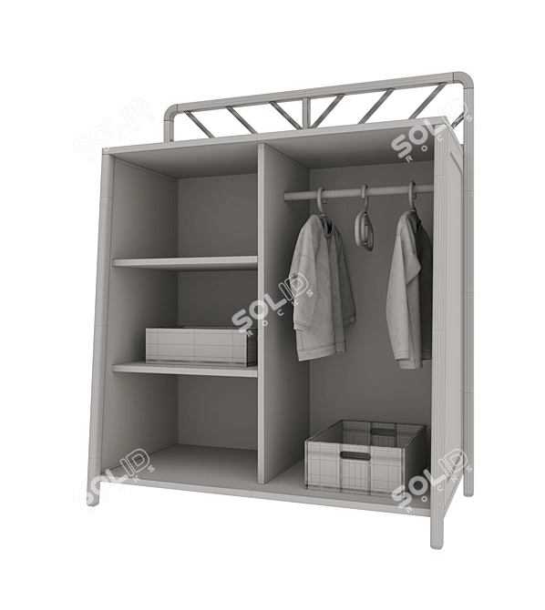 Montessori Wardrobe with Hanging Space 3D model image 4