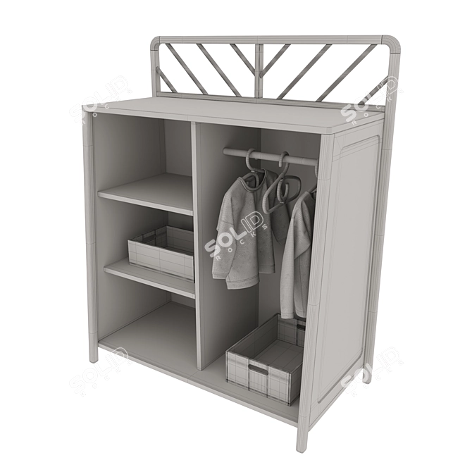 Montessori Wardrobe with Hanging Space 3D model image 5