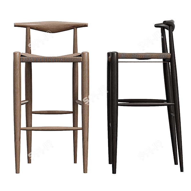 Sleek Scandinavian Design Counter Stool 3D model image 1