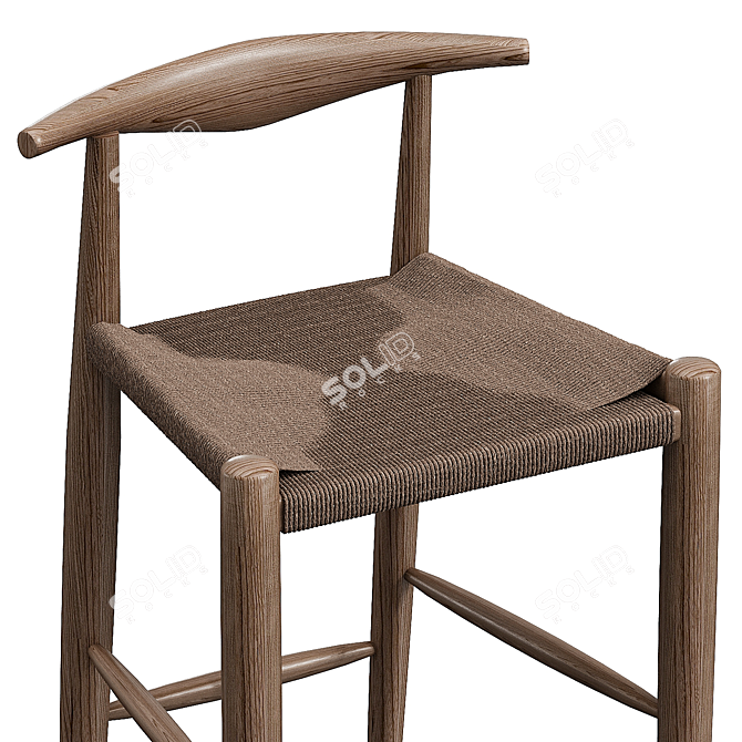 Sleek Scandinavian Design Counter Stool 3D model image 2