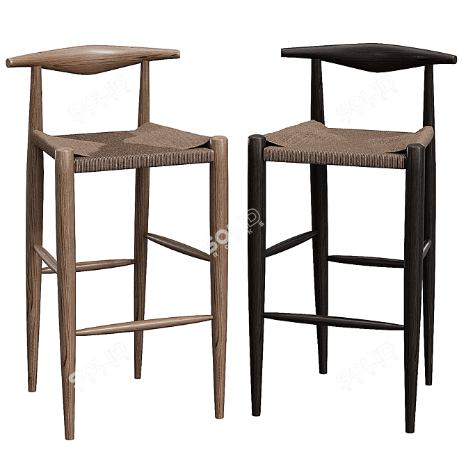 Sleek Scandinavian Design Counter Stool 3D model image 3