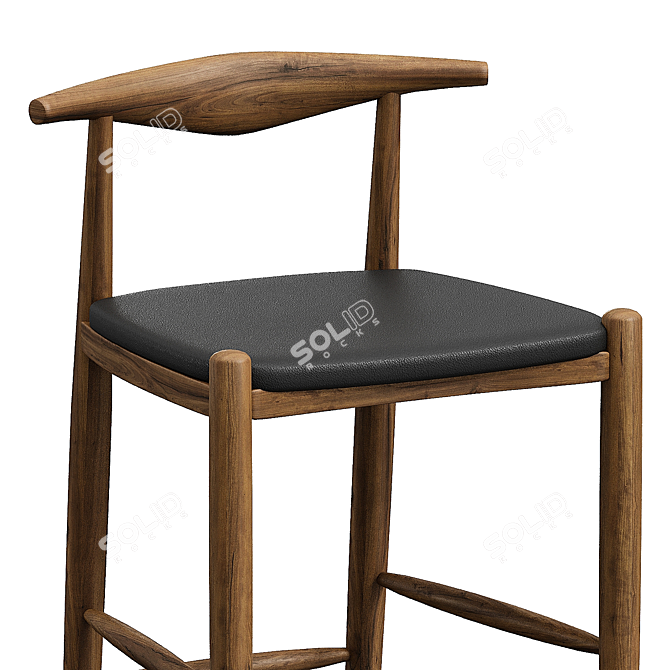 Sleek Metal Bar Stool 3D model image 2