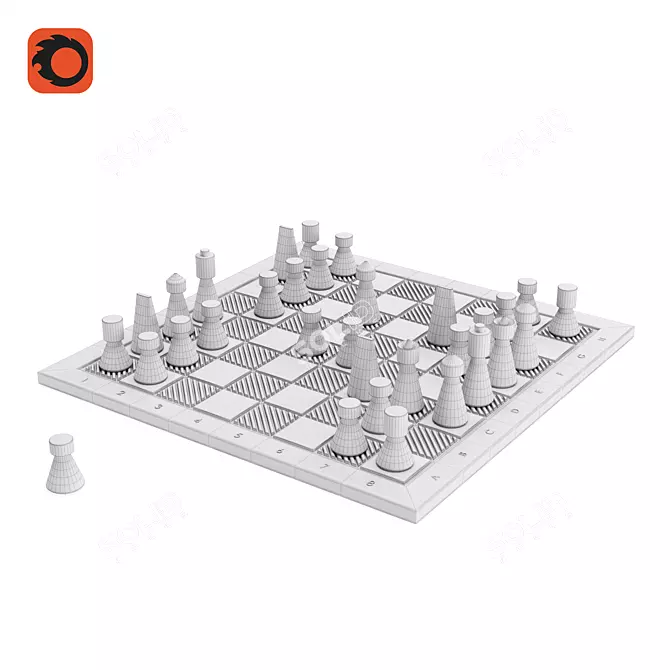 Handcrafted Decorative Concrete Chess 3D model image 2