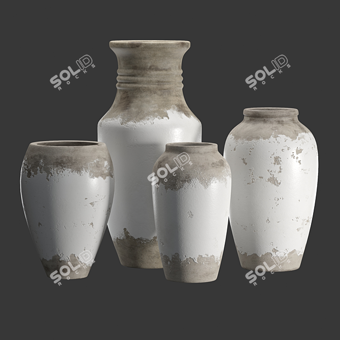 Rustic Siena Ceramic Floor Vases 3D model image 1