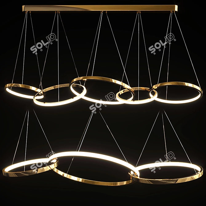 Sleek LED Art Deco Chandeliers 3D model image 2