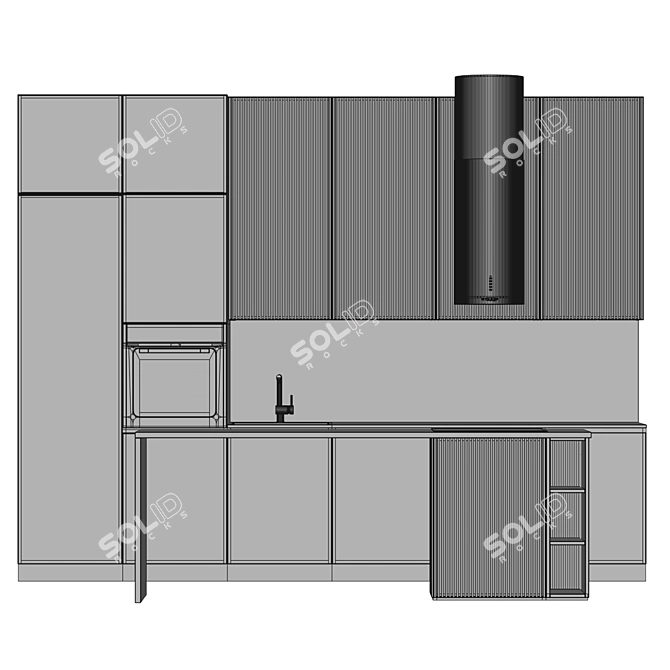 Elegant Kitchen Set: Faber Cylindra Isola Extractor, Miele H7464BP Oven, Blanco Mixer 3D model image 4