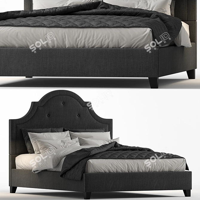 Modern Beige Linen Bed 3D model image 1