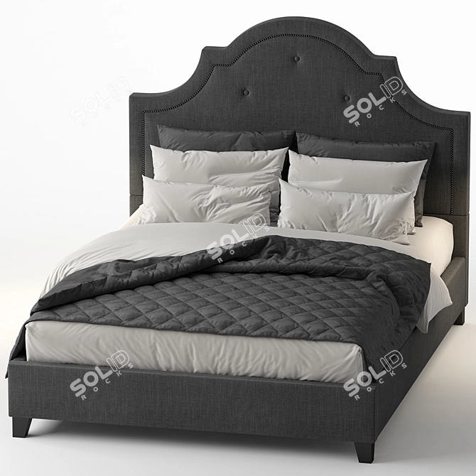 Modern Beige Linen Bed 3D model image 2